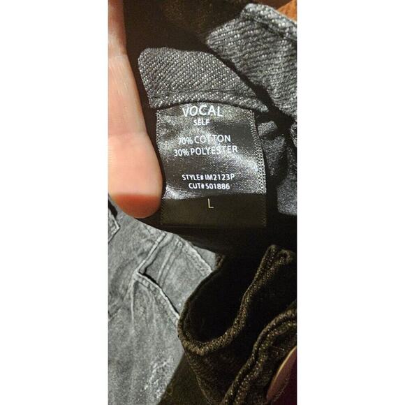 Vocal Dreamer Y2K Distressed Gray Jeans W Pearl & Rhinestone Embellishments S L - Picture 7 of 9